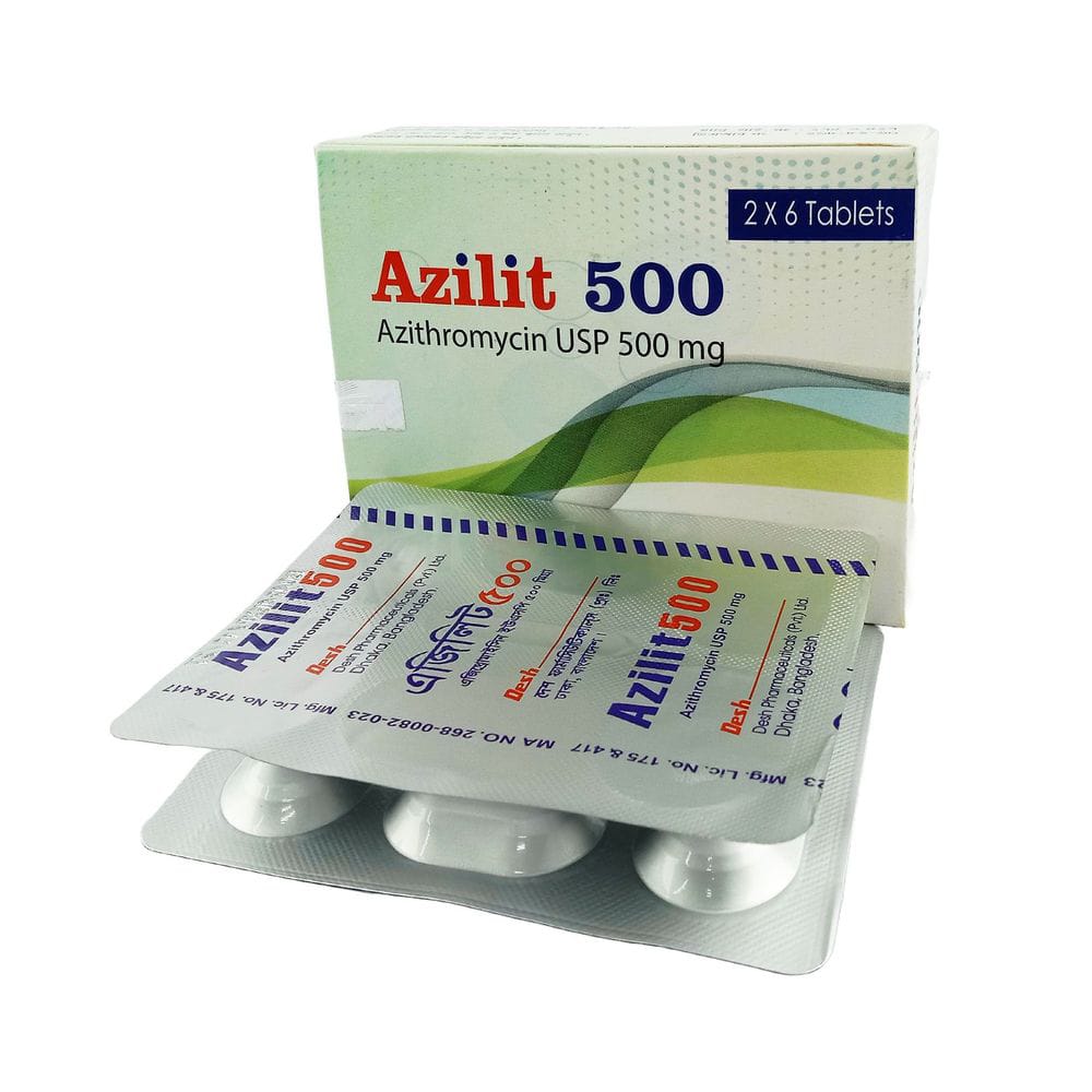 Tablet Azilit 500mg (12pcs) (Azithromycin Desh Phrm)